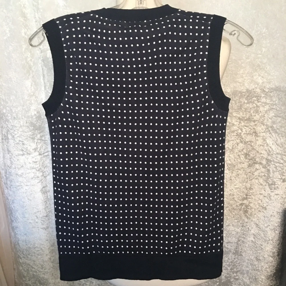 J. Crew Navy Blue Polka Dot cotton Tee Top XXS NWT